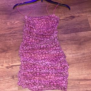 oh polly pink leopard print mini party dress